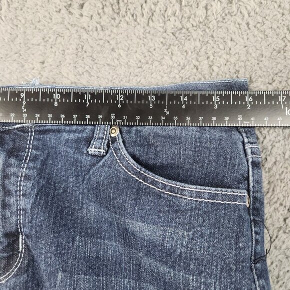 Women's Slim Fit Mid Rise Straight Tapered Leg Blue Jeans Size 12 Stretch Ankle - Picture 6 of 11